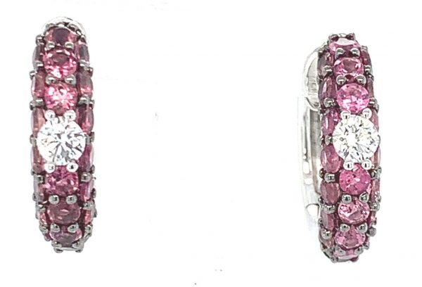 Hvittgull Ørepynt m/ Diamanter 0,26ct Twsi og 1,8ct Turmalin