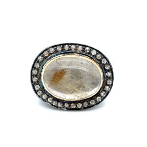 Atoll ring m/ Rutil kvarts og diamanter str.57
