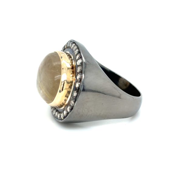 Atoll ring m/ Rutil kvarts og diamanter str.57 - Bilde 2