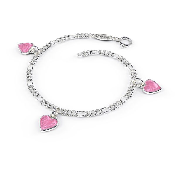 Charms-Armbånd I Sølv - Rosa Hjerter