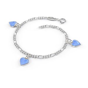 Charms-Armbånd I Sølv - Lys Blå Hjerter