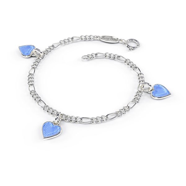 Charms-Armbånd I Sølv - Lys Blå Hjerter
