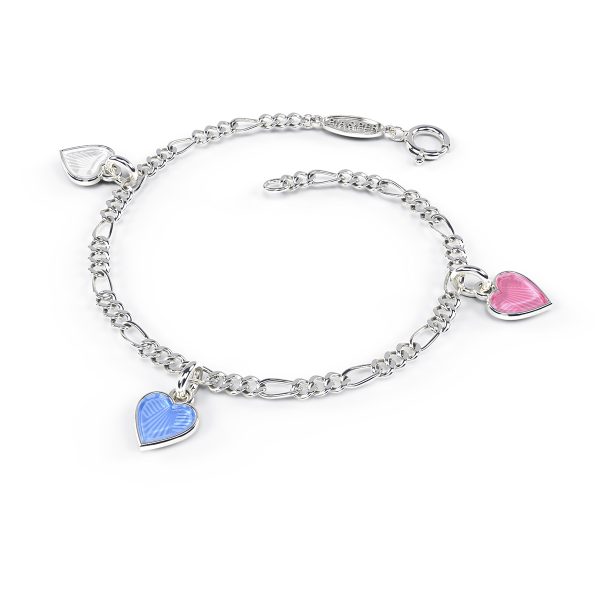 Charms-Armbånd I Sølv - Rosa/ Hvite Hjerter