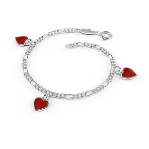 Charms-Armbånd I Sølv - Røde Hjerter