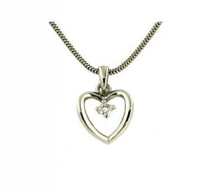 Hvitt Gull Hjerte m/ Diamant 0,07 W Si