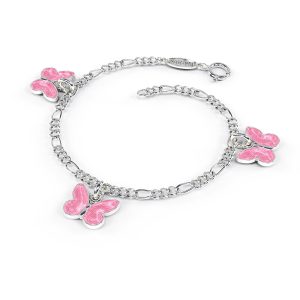 Charms-Armbånd I Sølv - Rosa Sommerfugler