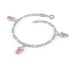 Charms-Armbånd I Sølv - Rosa Prinsesskroner