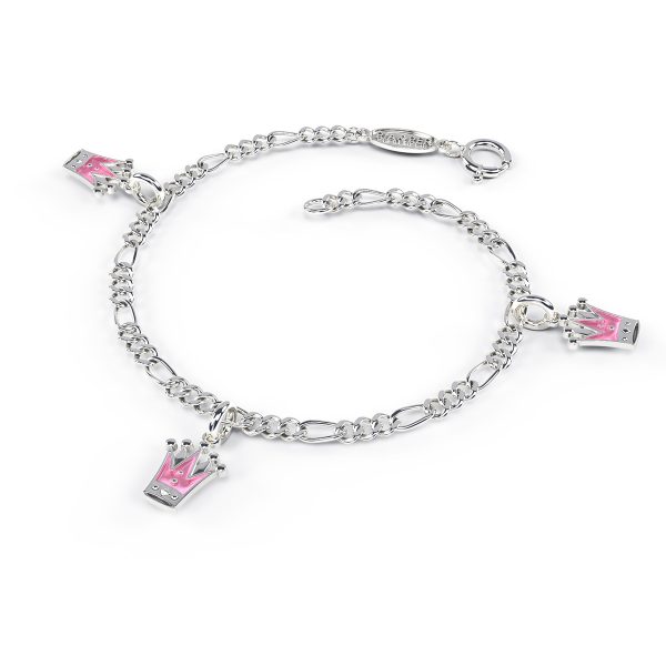 Charms-Armbånd I Sølv - Rosa Prinsesskroner