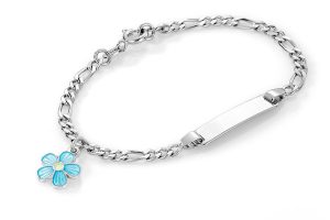 Id-Armbånd I Sølv - Turkis Blomst