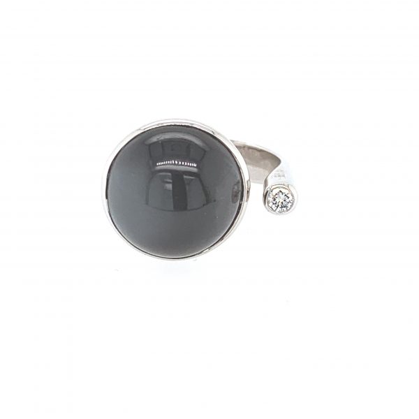 Globe Ring Hv.Gull Dia+Månesten 0.10Wsi - Bilde 2