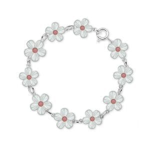 Armbånd I Sølv - Hvite Blomster