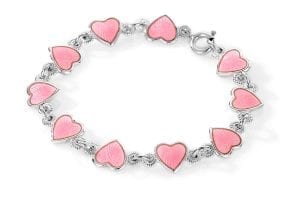 Armbånd I Sølv - Rosa Hjerter