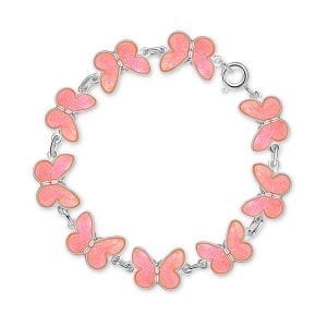 Armbånd I Sølv - Rosa Sommerfugler