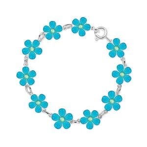 Armbånd I Sølv - Turkise Blomster