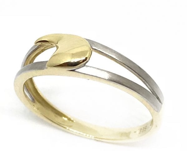 Gull/Hvitt Gull Ring M/ Diamant