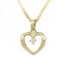 Gult Gull Anheng Hjerte M/ Diamant 0