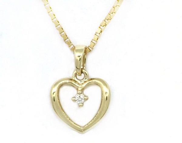Gult Gull Anheng Hjerte M/ Diamant 0