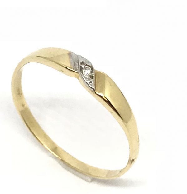 Gult /Hvitt Gull Ring M/ Cubic Zirkonia