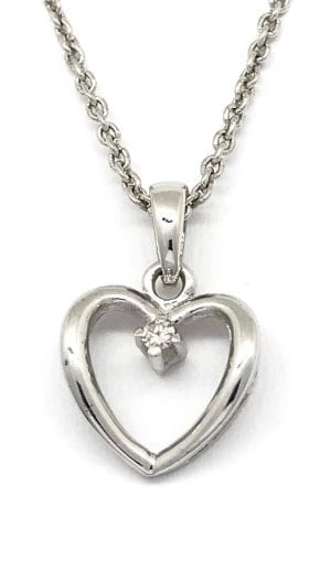 Hvitt Gull Anheng M/ Diamant 0