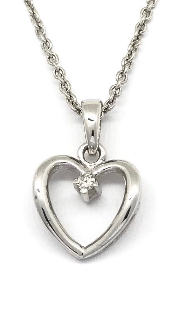 Hvitt Gull Anheng M/ Diamant 0