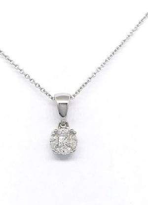 Hvitt Gull Anheng M/Kjede 18K Diamanter T.0