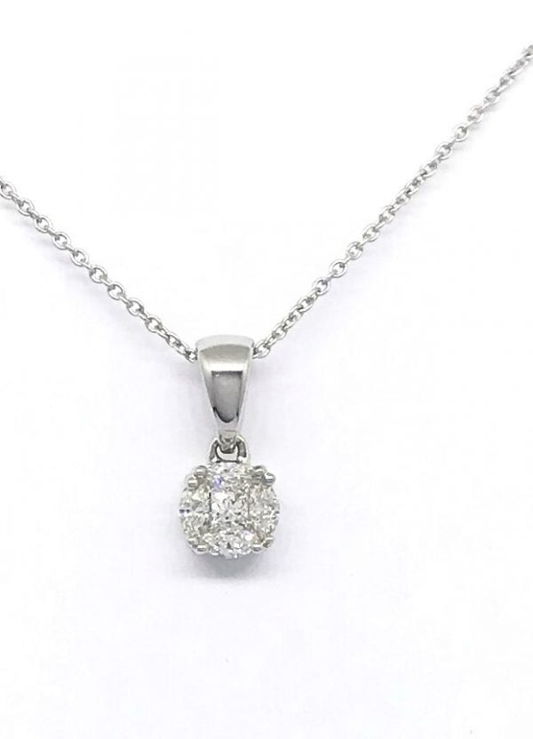 Hvitt Gull Anheng M/Kjede 18K Diamanter T.0