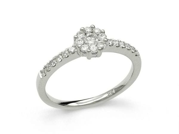 Hvitt Gull Ring M/ Diamanter 0