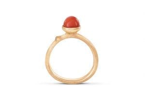 Lotus Ring Str.0 Tiny Rød Koral Gg