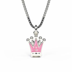 Halskjede I Sølv - Rosa Prinsessekrone