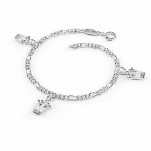 Charms-Armbånd I Sølv - Hvite Prinsesskroner