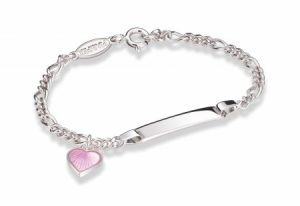 Id-Armbånd I Sølv - Rosa Hjerte