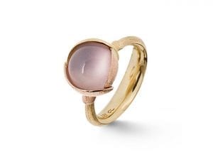 Ring Lotus 2 Rosenkvarts Rødt Gull 750
