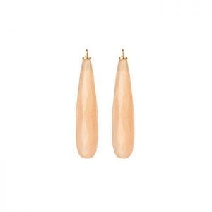 Vedheng Til Ørepynt 18 Kt. Gult Gull Med Fassetert Blush Månesten Dråpe 30×7 Mm