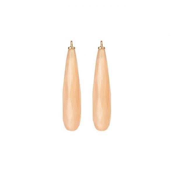 Vedheng Til Ørepynt 18 Kt. Gult Gull Med Fassetert Blush Månesten Dråpe 30×7 Mm