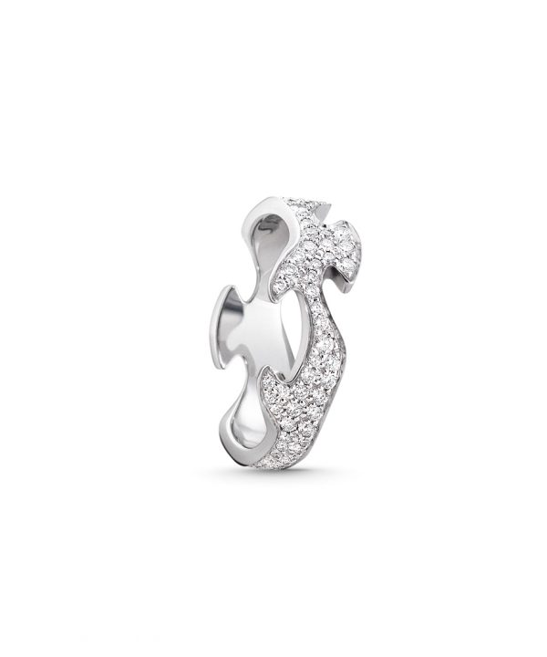 FUSION Centerring hvitt gull med diamanter