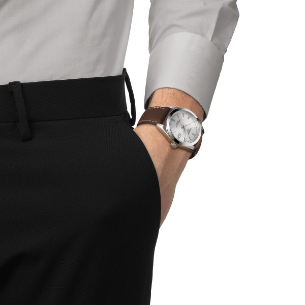 TISSOT GENTLEMAN POWERMATIC 80 SILICIUM sølv skive og rem - Bilde 2
