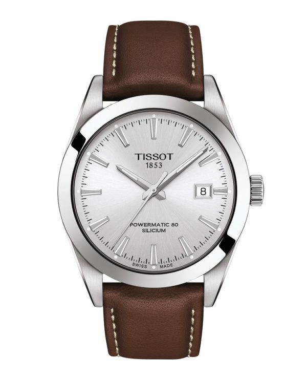 TISSOT GENTLEMAN POWERMATIC 80 SILICIUM sølv skive og rem