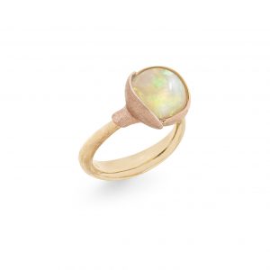 Lotus ring nr.2 gult gull m/ opal