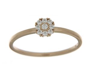 Gult gull rosett ring m/ diamanter