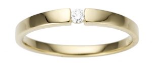 Gult gull ring m/ diamant