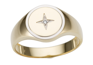 Gult gull herrering m/ diamant