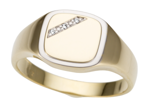 Gult gull herrering m/ 3 diamanter