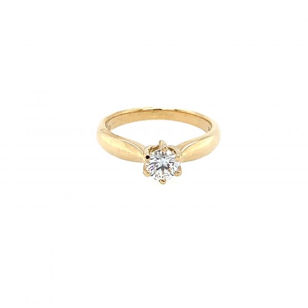 Gult gull enstens ring m/ 0,50ct diamant - Bilde 2