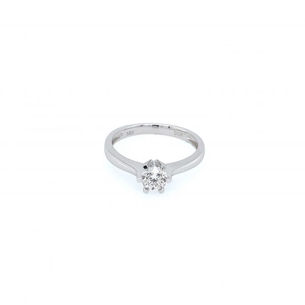 Ring 6 Klør, Hvg 14K, 1 Br. 0,50 Ct, Tw-Si