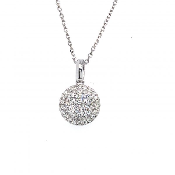 Hvitt gull rosett anheng m/ diamanter