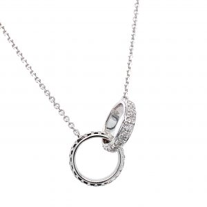 Hvitt gull anheng "2ringer" m/ diamanter