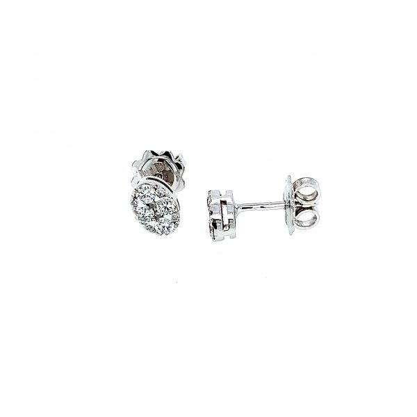 Hvitt gull ørepynt oval pave´fattet diamanter - Bilde 2