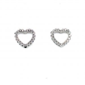 Hvitt gull ørepynt hjerte m/ diamanter 0,26ct