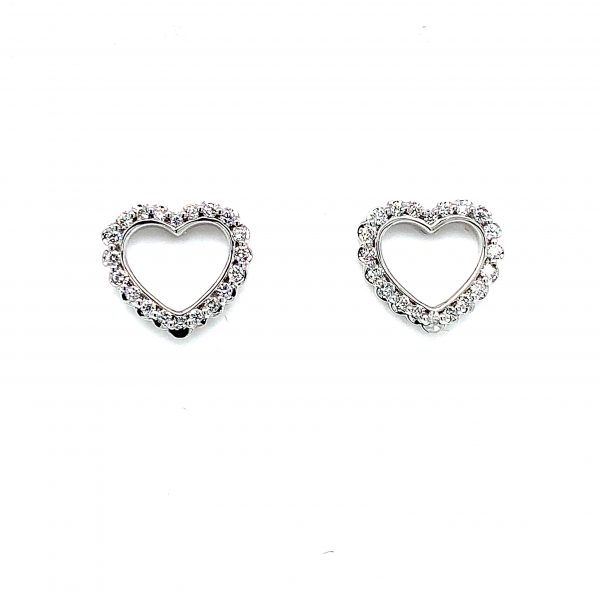 Hvitt gull ørepynt hjerte m/ diamanter 0,26ct