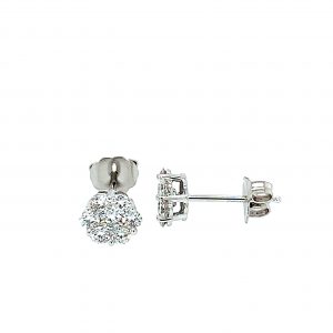Hvitt gull rosett ørepynt m/diamanter 0,72ct